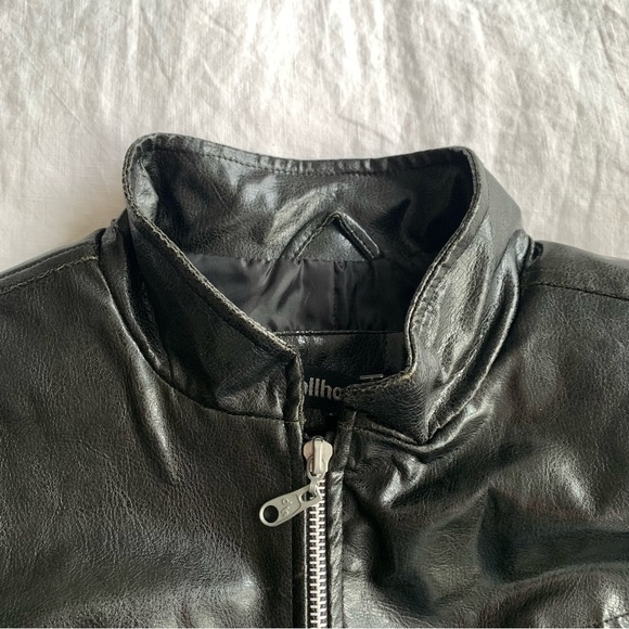 NWT Vintage Dollhouse Mock Neck Faux Leather Crop Moto Biker Jacket 90s Y2K - Picture 3 of 6